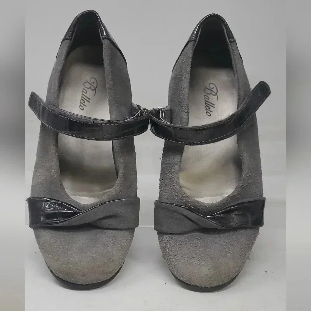 GIRLS BALLETO Leather Suede Light gray Maryjane Dress shoe Flexible Sole Comfort